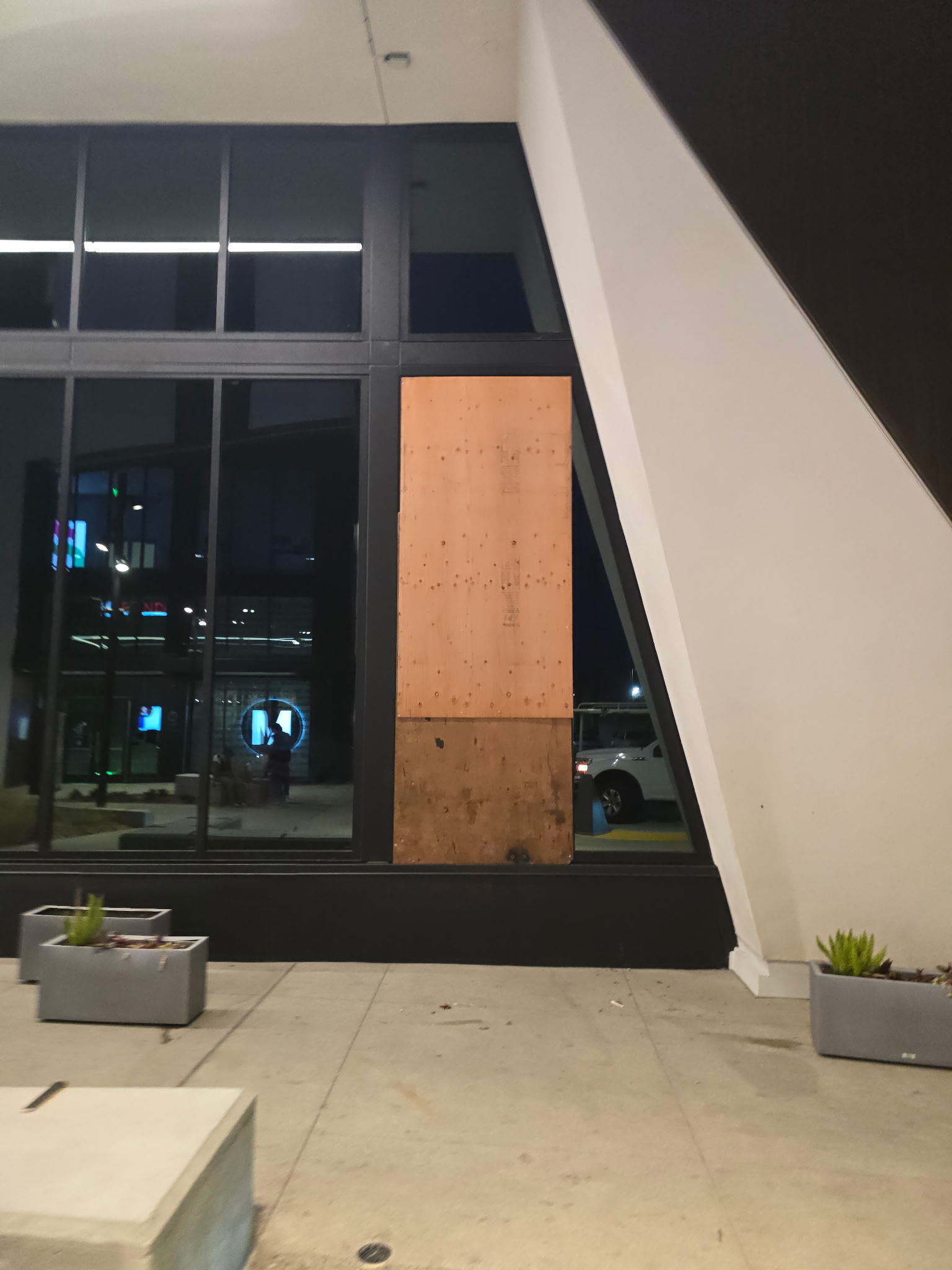 Storefront glass repair before