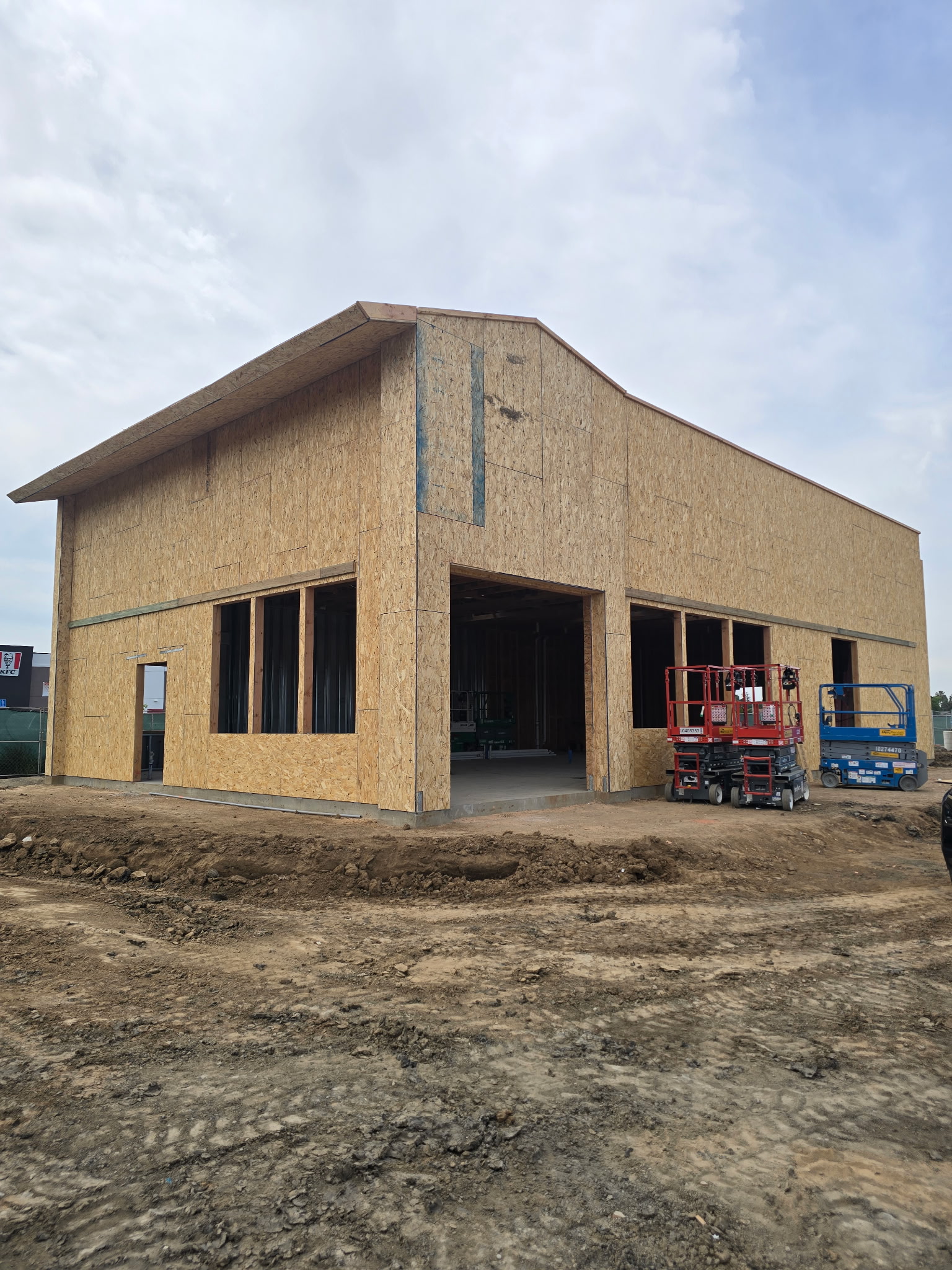 Commercial glass installation in progress